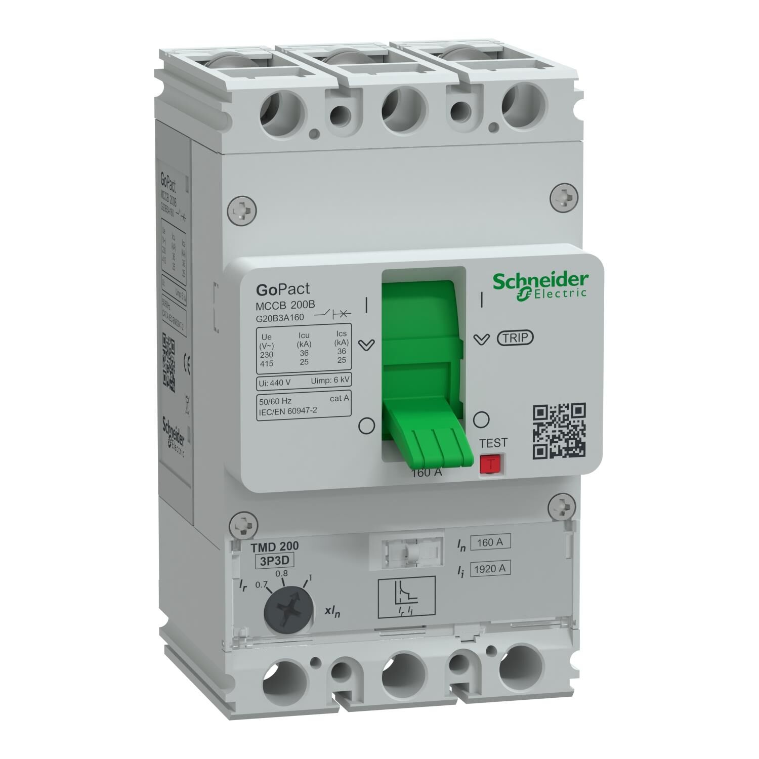 Schneider Electric G20B3A160 3X160A 36kA Termik Manyetik Şalter Gopact