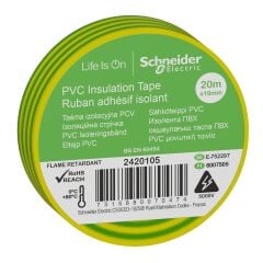 Schneider Electric 2420105 İzole Bant Sarı-Yeşil 19X20Metre 8'li Paket