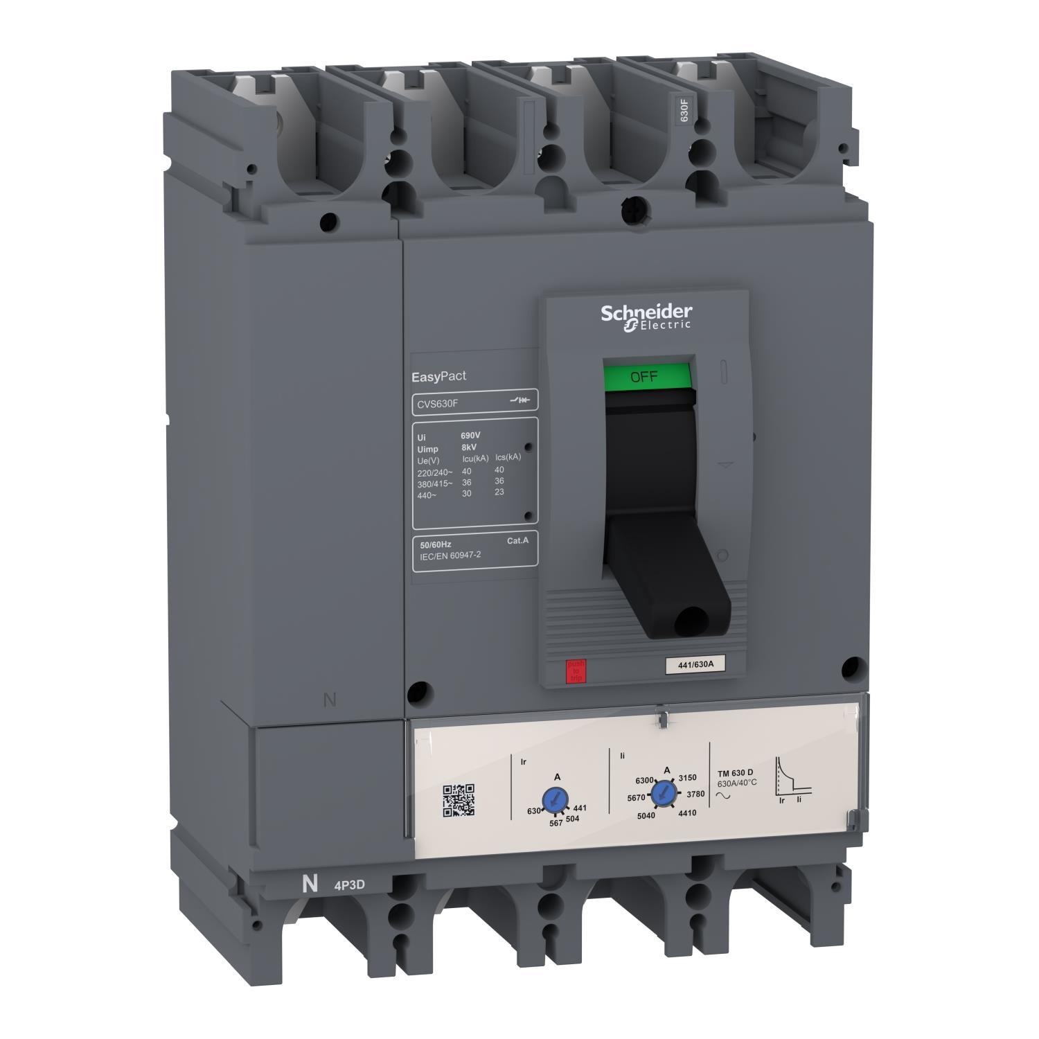Schneider Electric LV563310 4X630A 36kA Termik Manyetik Şalter 441-630A Ayarlı