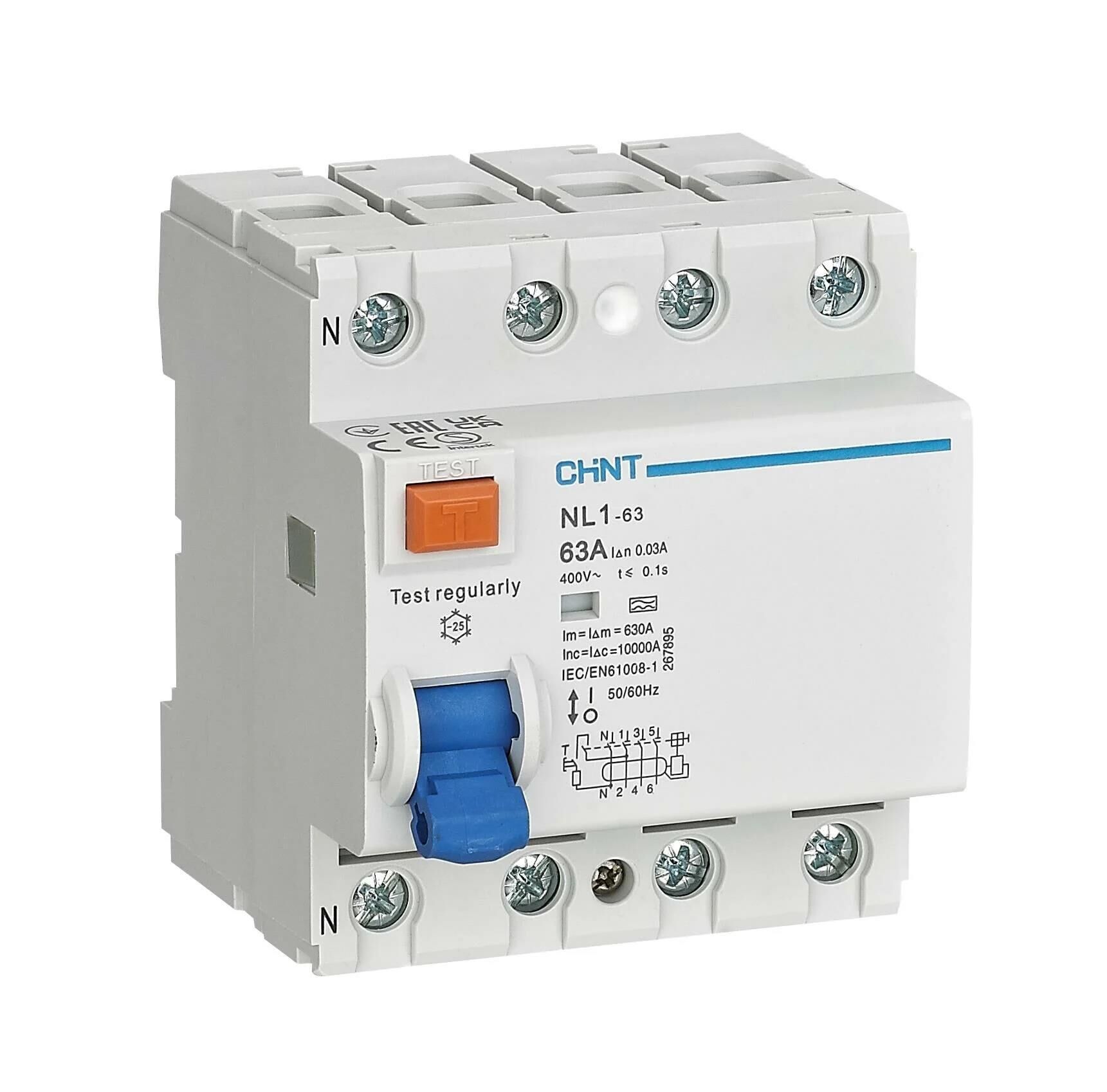 Chint 200516 NL1 4X25A 30mA 10kA AC Tipi Kaçak Akım Koruma Rölesi