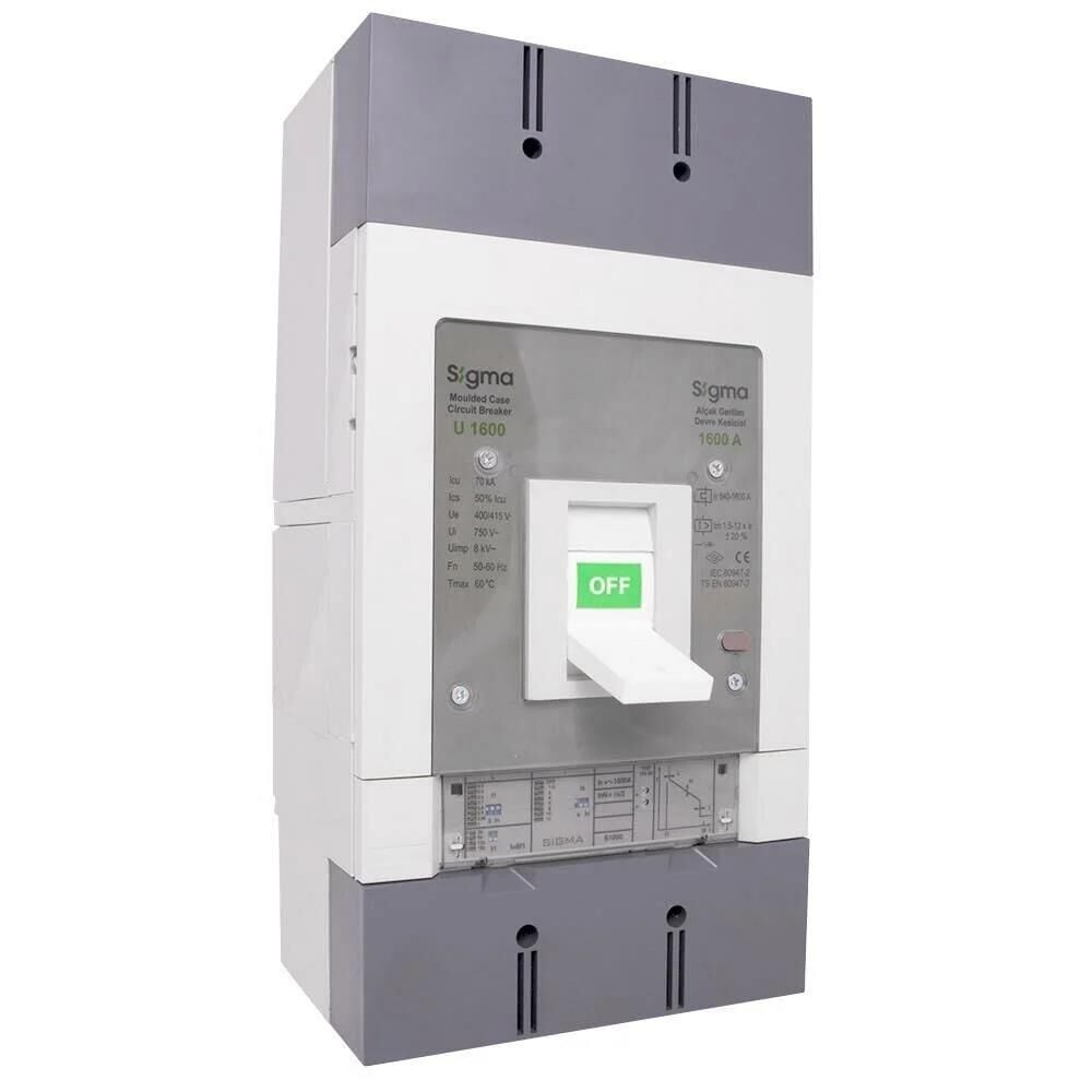 Sigma 3U160016 3x160A 70kA Elektronik Termik Manyetik Şalter 640-1600A Ayarlı