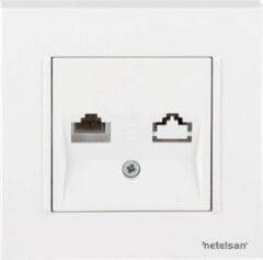 Netelsan Byobu Beyaz Nümeris Telefon Prizi RJ11 Çerçevesiz